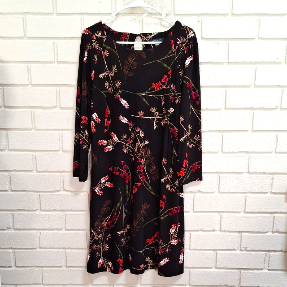 Tommy Hilfiger Floral Black Dress. Keyhole back detail. Size 14